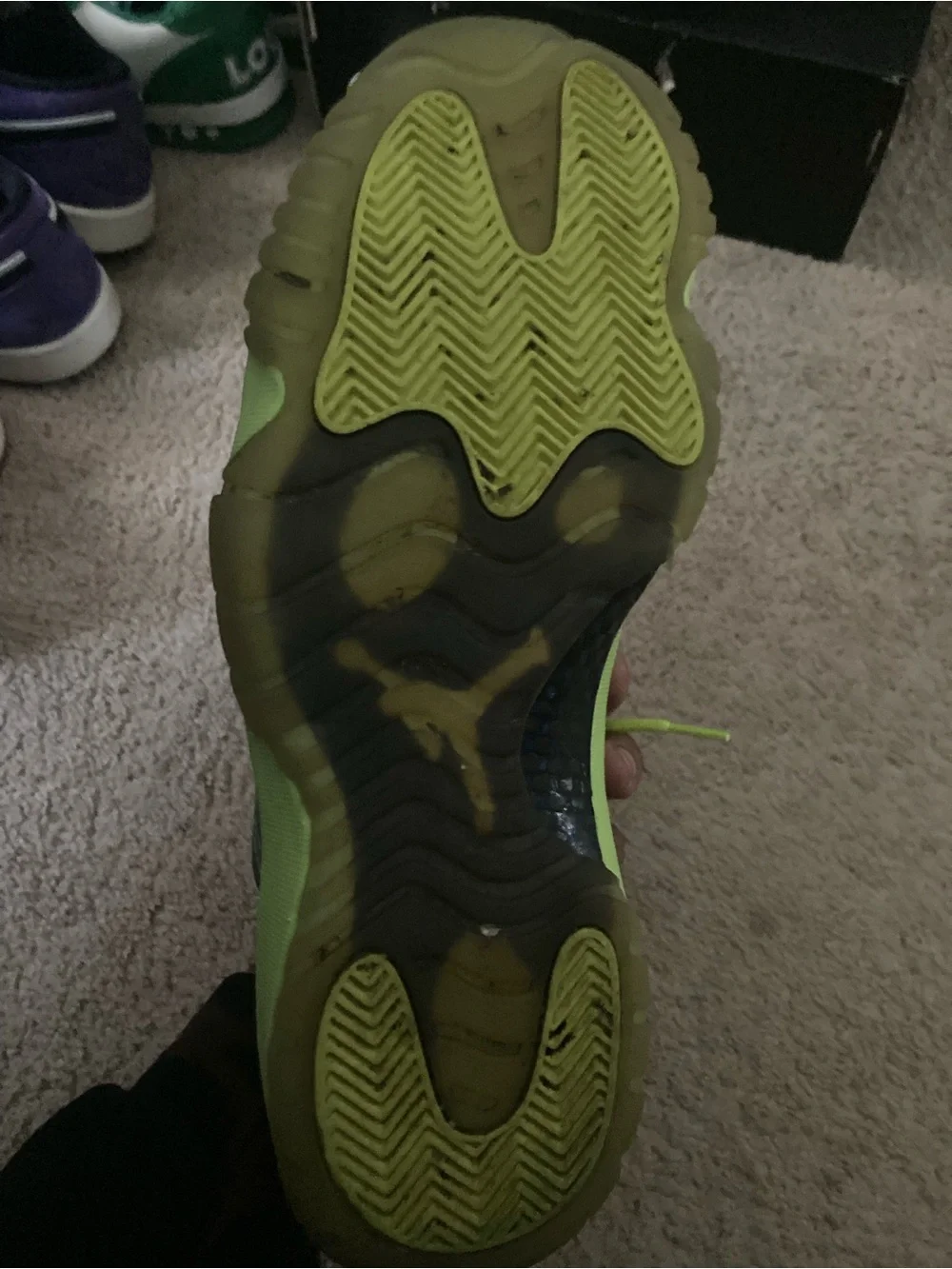 Jordan Men’s Neon Lime Basketball Sneakers with Grey Accent